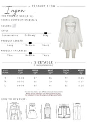 Ingvn - Women Fashion Elegant High Waist Slim Solid White Office Lady A - Line Mini Dress Spring