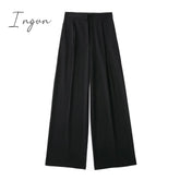 Ingvn - Women Fashion Solid High Waist Wide Leg Pants Suit Female Casual Front Zipper With Pockets