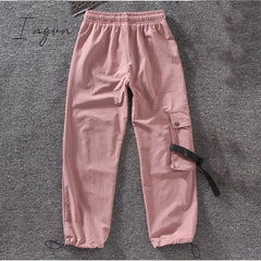 Ingvn - Women Fashion Spring Autumn Streetwear Embroidery Cargo Pants Harajuku Bf Loose Big Pocket