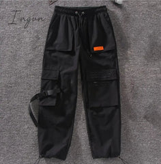 Ingvn - Women Fashion Spring Autumn Streetwear Embroidery Cargo Pants Harajuku Bf Loose Big Pocket