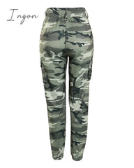 Ingvn - Women Fashion Spring Summer Camouflage Print Drawstring Pocket Design Cargo Pants Casual