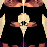 Ingvn - Women Leopard Dresses 2023 Summer Sexy Off Shoulder Bodycon Party Club Dress Long Sleeve