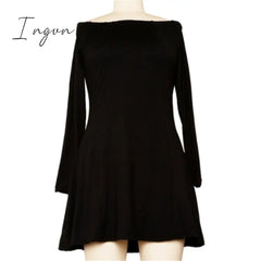 Ingvn - Women Leopard Dresses 2023 Summer Sexy Off Shoulder Bodycon Party Club Dress Long Sleeve