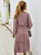 Ingvn - Women Long Dress Autumn Winter Sleeve Elegant Ladies Flower Square Collar Dresses Party