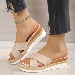 Ingvn - Women Sandals Wedges Heels Summer Shoes For Platform Sandalias Mujer Elegant Woman Heeled