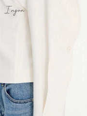Ingvn - Women Scarf Collar Shirt Spring Summer New Lady Elegant Solid Color Casual Office Wear Long