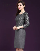 Ingvn - Women Sexy Dress Autumn Elegant Winter 3/4 Sleeve Knee Length Vintage Ol Work Wear Bodycon