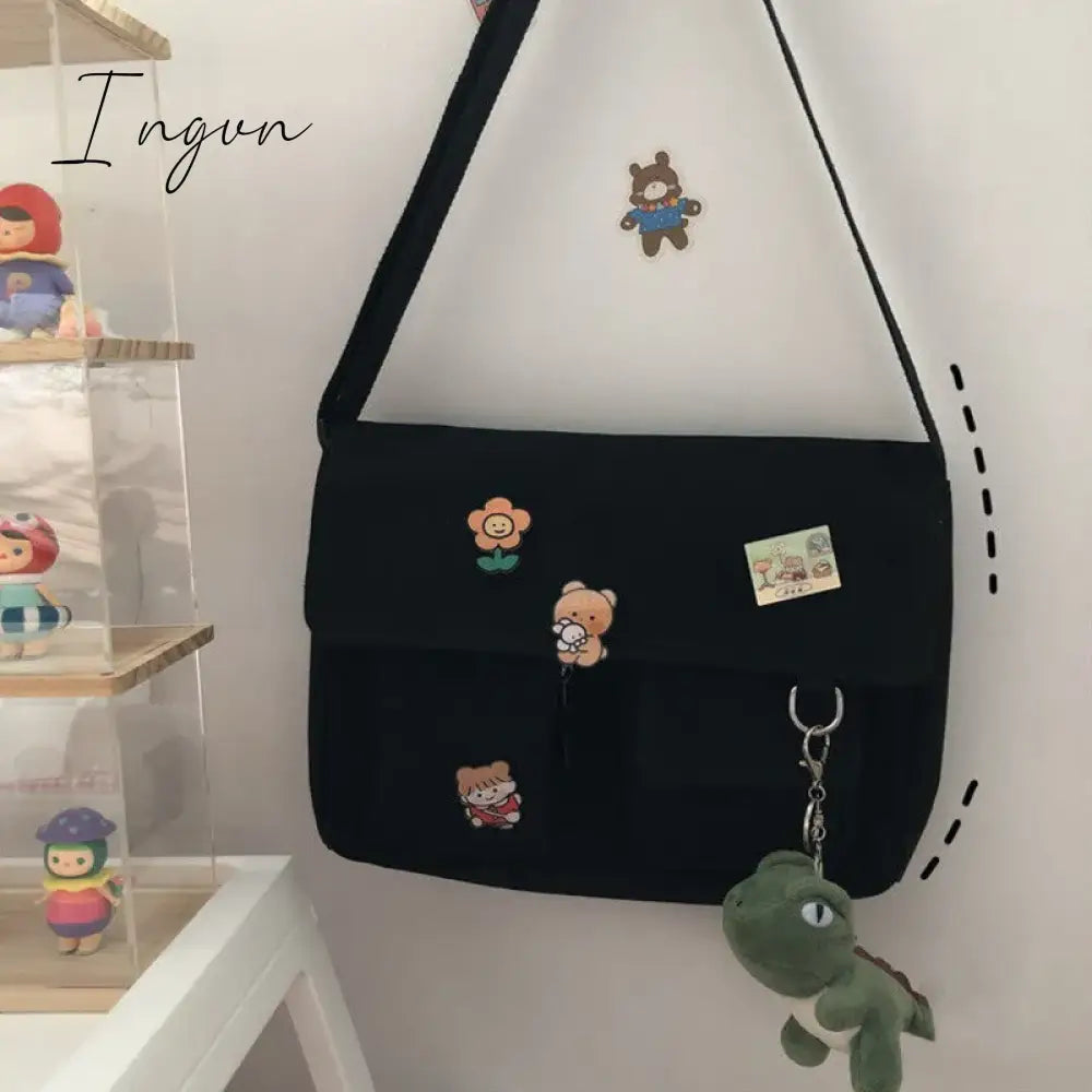 Ingvn - Women Simple Crossbody Bags Cute Casual Satchel Ladies Shoulder Bag Pouch Girls Canvas