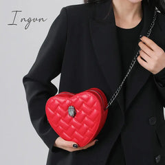 Ingvn - Women Simple Handbag Colorful Heart Shaped Bag 2024 Ladies Metal Shoulder Strap Crossbody