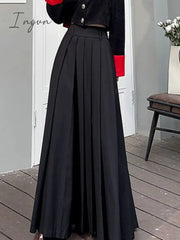 Ingvn - Women Skirts Spring Pleated Floor Length Solid Simple Classic Graceful Popular Newly Young