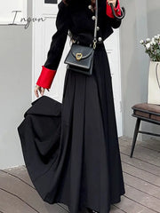 Ingvn - Women Skirts Spring Pleated Floor Length Solid Simple Classic Graceful Popular Newly Young