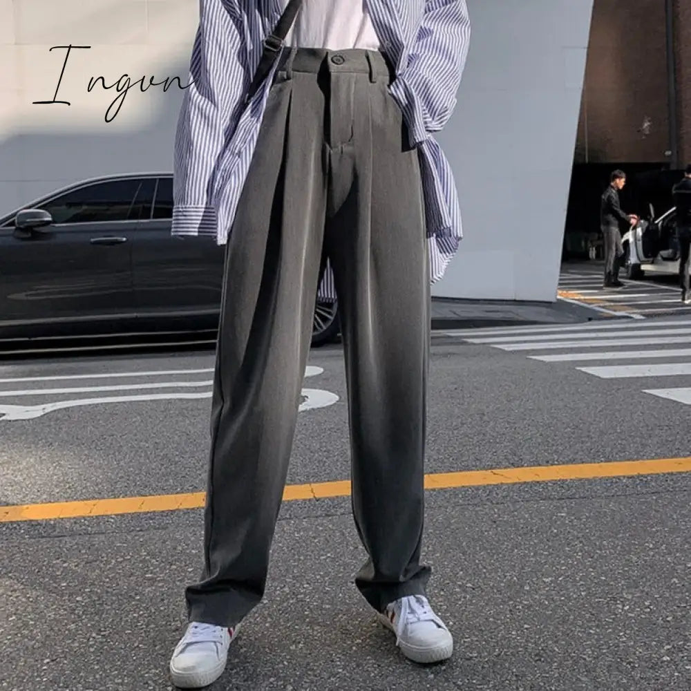 Ingvn - Women Suit Pants Spring Office Lady Long Trousers New Autumn Solid Loose High Waist Pant