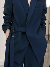Ingvn - Women Suits Office Sets Pockets Coat Wide Leg Pants New 2023 Spring Autumn Wear Fashion