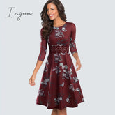 Ingvn - Women Vintage Casual Round Neck A Line Summer Elegant Floral Lace Patchwork Sleeveless