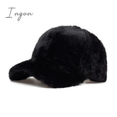 Ingvn - Women Winter Baseball Cap Wool Thicken Warm Casual Cute Elegant Solid Fashion Sports