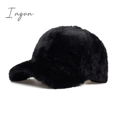 Ingvn - Women Winter Baseball Cap Wool Thicken Warm Casual Cute Elegant Solid Fashion Sports