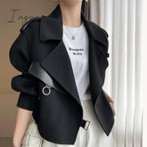 Ingvn - Women’s Autumn Coat Pockets Solid Loose Short Jackets Ladies Wool & Blends High Street