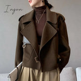 Ingvn - Women’s Autumn Coat Pockets Solid Loose Short Jackets Ladies Wool & Blends High Street