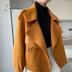 Ingvn - Women’s Autumn Coat Pockets Solid Loose Short Jackets Ladies Wool & Blends High Street