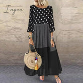 Ingvn - Women’s Bohemian Ruffle Sundress Summer Sleeveless Floral Printed Maxi Long Dress Casual