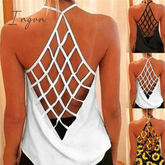 Ingvn - Women’s Camisole & Tanks Solid Sleeveless Tops Backless Hollow Out Open Back Cool Loose