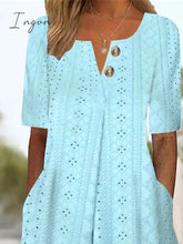 Ingvn - Women’s Casual Dress Summer Midi Button Pocket Outdoor Daily Vacation Fashion Modern