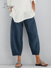 Ingvn - Women’s Casual Loose Cotton Pants Navy Blue / S Bottoms