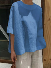 Ingvn - Women’s Casual Tops Tunic Blouse Shirt Blue / S