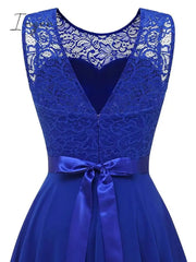 Ingvn - Women‘s Cocktail Party Dress Lace Swing Long Maxi Black Pink Wine Sleeveless Pure Color