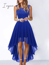 Ingvn - Women‘s Cocktail Party Dress Lace Swing Long Maxi Black Pink Wine Sleeveless Pure Color