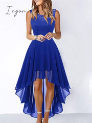 Ingvn - Women‘s Cocktail Party Dress Lace Swing Long Maxi Black Pink Wine Sleeveless Pure Color