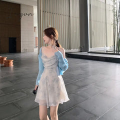 Ingvn - Womens Fashion Sexy V - Neck Spaghetti Straps Floral Thin Chiffon Dress Women Summer