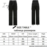Ingvn - Womens Fashion Trends Pockets Patchwork Baggy Jeans Streetwear 100% Cotton Women Denim