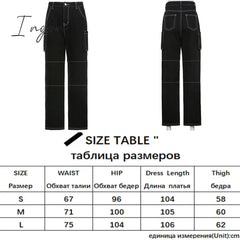 Ingvn - Womens Fashion Trends Pockets Patchwork Baggy Jeans Streetwear 100% Cotton Women Denim