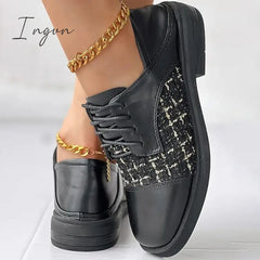 Ingvn - Women’s Flats Oxfords Plus Size Wedding Office Work Winter Block Heel Chunky Square Toe