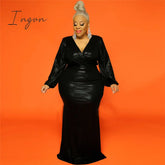 Ingvn - Womens Formal Dresses Party Birthday Long Sleeve Maxi Dress Plus Size Clothing High Waisted
