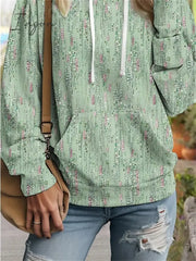 Ingvn - Women’s Hoodie Sweatshirt Pullover Basic Drawstring Front Pocket Green Graphic Casual