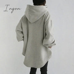 Ingvn - Women’s Hoodies Long Sleeve Sweatshirts Autumn Casual Solid Loose Drawstring Pullovers