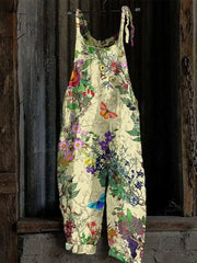 Ingvn - Women’s Overall Print Floral Crew Neck Streetwear Daily Vacation Loose Fit Sleeveless