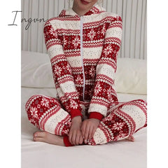 Ingvn - Women’s Pajamas Jumpsuit Elk Snowflake Warm Fashion Casual Home Christmas Daily Polyester