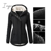 Ingvn - Women’s Parka Street Fall Winter Long Coat Windproof Warm 3 In 1 Loose Casual Sports