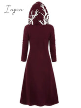 Ingvn - Women’s Plus Size Winter Coat Print Abstract Outdoor Halloween Long Sleeve Hoodie Fall