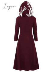 Ingvn - Women’s Plus Size Winter Coat Print Abstract Outdoor Halloween Long Sleeve Hoodie Fall