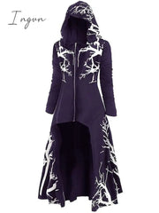Ingvn - Women’s Plus Size Winter Coat Print Abstract Outdoor Halloween Long Sleeve Hoodie Fall