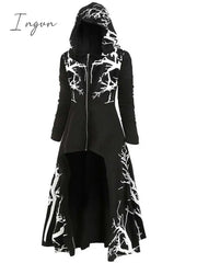 Ingvn - Women’s Plus Size Winter Coat Print Abstract Outdoor Halloween Long Sleeve Hoodie Fall