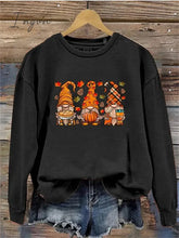 Ingvn - Women’s Pullover Christmas Sweatshirt Fashion Black White Purple Gnome Round Neck Long