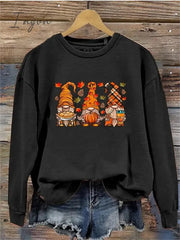 Ingvn - Women’s Pullover Christmas Sweatshirt Fashion Black White Purple Gnome Round Neck Long