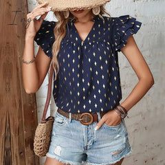 Ingvn - Women’s Ruffled French Retro Shirt