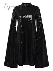Ingvn - Women‘s Semi Formal Party Dress Sequin Short Mini Silver Gold Sleeveless Pure Color