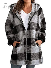Ingvn - Women’s Sherpa Jacket Fleece Long Teddy Coat Windproof Warm Home Christmas Daily Wear